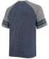 ფოტო #2 პროდუქტის Men's Big and Tall Navy, Heathered Gray New York Giants Throwback 2-Stripe Raglan T-shirt