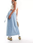 Фото #3 товара Vero Moda denim maxi wrap skirt in light blue