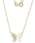 ფოტო #1 პროდუქტის Cubic Zirconia Demi Pavé Butterfly Pendant Necklace in 14k Gold-Plated Sterling Silver, 16 + 2" extender