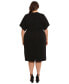 ფოტო #2 პროდუქტის Plus Size Short-Sleeve V-Neck Sheath Dress