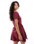 Фото #4 товара ASOS DESIGN drop shoulder twist detail mini dress in burgundy