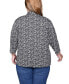 ფოტო #2 პროდუქტის Plus Size Puff Print 3/4 Sleeve 2-Fer Top