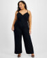 Trendy Plus Size Sleeveless Wide-Leg Jumpsuit, Created for Macy's