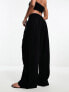 Фото #2 товара Abercrombie & Fitch pleated wide leg linen trouser in black