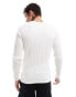 ASOS DESIGN essential muscle fit knitted rib jumper in white