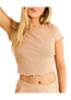 ფოტო #1 პროდუქტის Strut Waffle Crochet Short Sleeve Crop Top