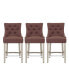 Фото #2 товара 24" Linen Tufted Buttons Upholstered Wingback Counter Stool (Set of 3)
