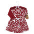 Toddler Girls Organic Cotton Dress and Cardigan, Red Winter Folk