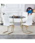 Elegant Marble-Style Glass Desk with Gold Accents