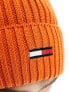 Tommy Jeans ribbed flag logo beanie in orange