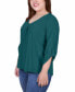 ფოტო #3 პროდუქტის Plus Size 3/4 Sleeve V Neck Top