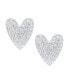 Silver Plated Brass Cubic Zirconia Heart Stud Earrings