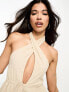 Фото #4 товара ASOS DESIGN halter neck natural plunge mini beach dress in natural