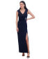 ფოტო #1 პროდუქტის Petite Collared Side-Slit Long Gown