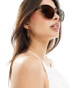 Pieces oval cateye sunglasses in ombre almond brown - фото #3