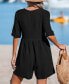 Фото #2 товара Women's Black Patch Pocket Wide Leg Romper