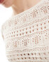 Фото #3 товара ASOS DESIGN crew neck mixed stitch jumper with scalloped hem in cream