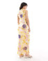 Фото #2 товара Vero Moda high neck sleeveless mesh maxi dress in lemon floral print