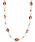 Фото #2 товара Lauren Ralph Lauren gold-Tone Crystal & Imitation Pearl Collar Necklace, 16" + 1" extender