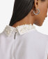 Фото #5 товара Karl Lagerfeld Women's Imitation Pearl-Embellished Collared Blouse