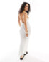 Mango crochet beach maxi dress in white