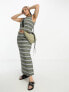 Фото #2 товара COLLUSION Plus striped maxi skirt co-ord in green
