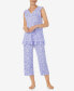 Women's Sleeveless Top and Cropped Pants 2-Pc. Pajama Set