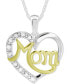 ფოტო #1 პროდუქტის Diamond Mom Heart Pendant Necklace (1/10 ct. t.w.) in Sterling Silver & 18K Gold-Plate