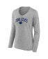 Фото #2 товара Women's Heather Gray Penn State Nittany Lions Evergreen Campus Long Sleeve V-Neck T-shirt