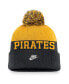 Men's Black Pittsburgh Pirates Rewind Peak Cuffed Knit Hat with Pom