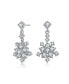 ფოტო #1 პროდუქტის Sterling Silver with Rhodium Plated Clear Round Cubic Zirconia Cluster Flower Style Drop Earrings