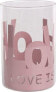 Фото #1 товара Подсвечник стеклянный в розовой металлической окладке 10x10x15 см -LOVE