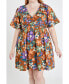 ფოტო #1 პროდუქტის Women's Plus size Floral Puffy Sleeve Mini Dress