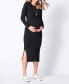 ფოტო #12 პროდუქტის Women's Ribbed Maternity Nursing Midi Dress