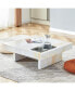 Elegant MDF Coffee Table with Marble Pattern, 31.4"x31.4"x12"
