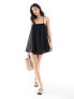 Фото #3 товара The Frolic sunstorm easy throw on volume strappy mini beach dress in black