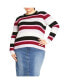 Фото #1 товара Plus Size 70's Stripe Crew Neck Sweater