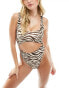 Фото #2 товара South Beach cut out zebra print swimsuit in brown