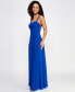 Фото #3 товара Juniors' Straight-Neck Lace-Back Chiffon Skater Gown