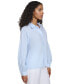 ფოტო #3 პროდუქტის Women's Pinstriped Covered-Placket Long-Sleeve Blouse