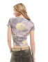 COLLUSION applique washed flower print t-shirt in multi