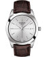 ფოტო #1 პროდუქტის Men's Swiss Gentleman Brown Leather Strap Watch 40mm
