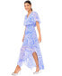 ფოტო #3 პროდუქტის Women's Tropical-Print Smocked-Waist Flutter-Sleeve Maxi Dress