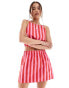 Фото #2 товара ASOS DESIGN cotton mini skirt co-ord in pink and red stripe