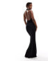 Фото #4 товара ASOS DESIGN twist front deep plunge maxi dress in black