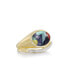Drama Queen Design Oval Diamond Yellow Gold Plated Sterling Silver Mosaic Ring