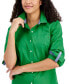 ფოტო #3 პროდუქტის Women's Cotton Roll-Tab Button-Up Shirt
