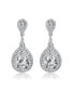 Фото #2 товара Sterling Silver with Rhodium Plated Clear Pear with Marquise and Round Cubic Zirconia Double Halo Dangle Earrings