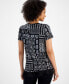 Фото #2 товара Women's Short Sleeve Patchwork Ruffled Tee, Created for Macy's