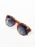 Quay slicked back round sunglasses in honey tort with blue polarised lens